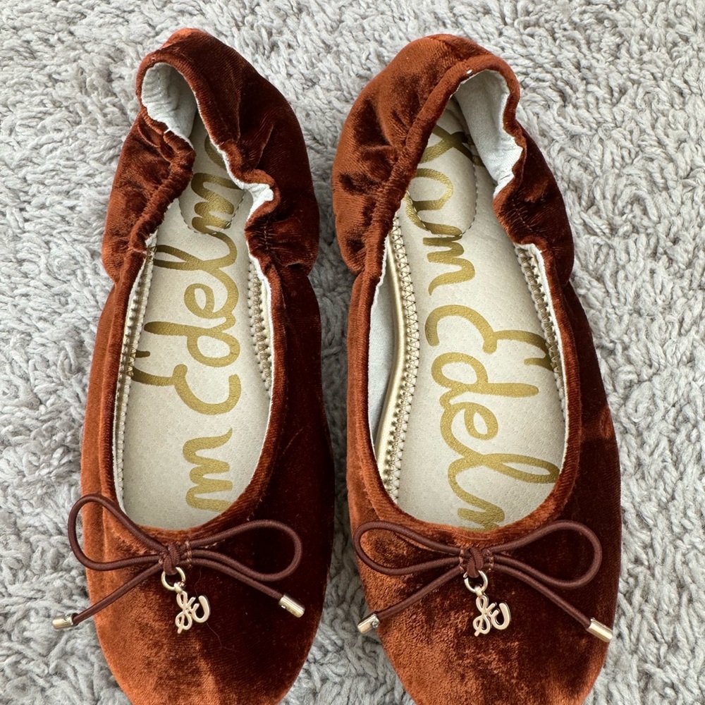 Sam Edelman Rust Velvet Ballet Flats